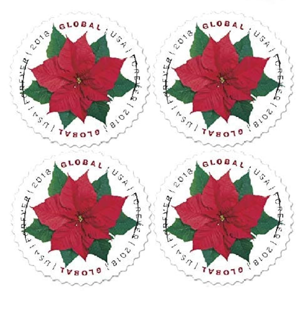 Amazon.com: Global Poinsettia (Block of 4) Postage Forever